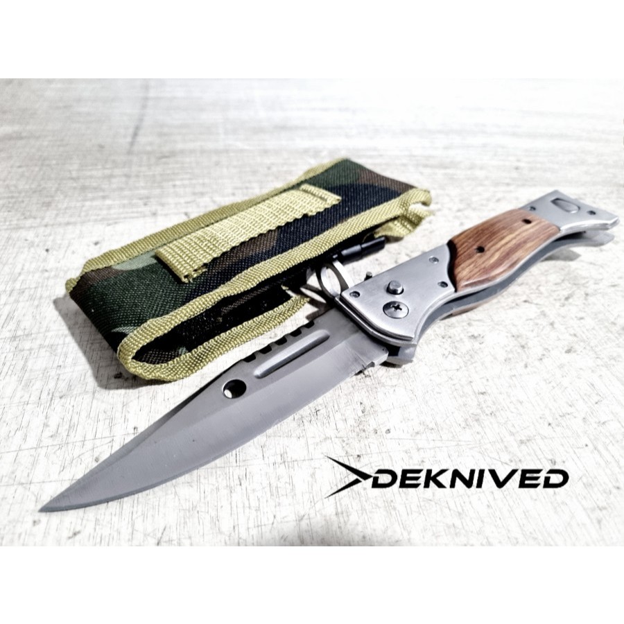 Pisau Survival Lipat Baja Outdoor Besar 11 Inch Automatic Knife " Deknived "