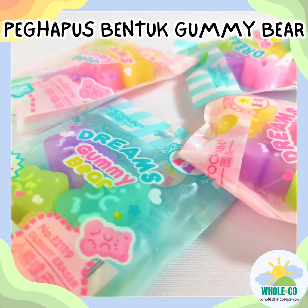 

Penghapus Bentuk Gummy Bear 1 Set isi 5 Premium Candy Permen Lucu Unik Imut Termurah Grosir COD