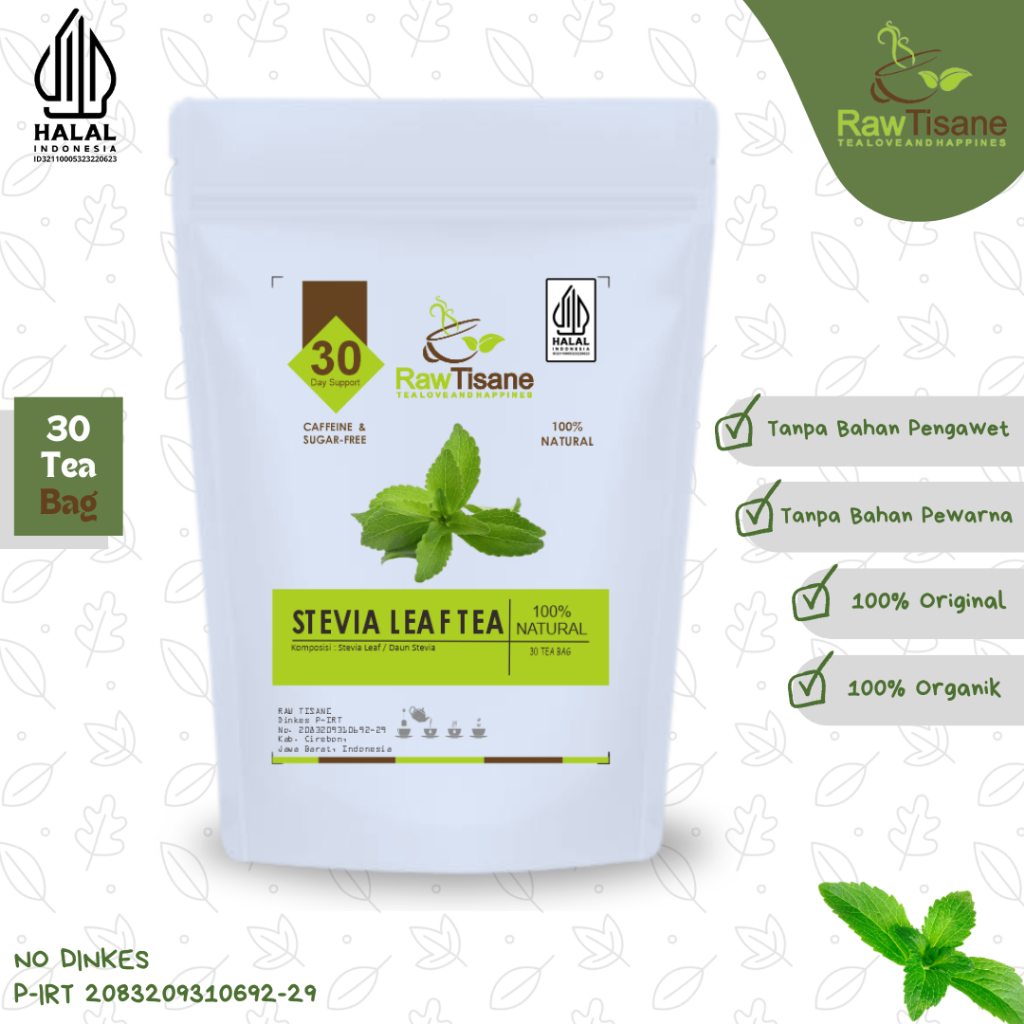 

RAW TISANE Stevia Leaf Tea : Teh Daun Stevia / Teh Celup Daun Stevia All Varian Isi 30 Tea Bag