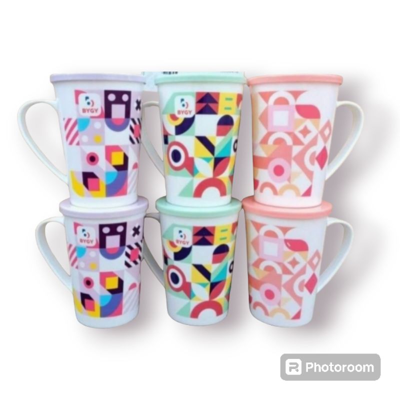 12 pcs Cangkir kopi plastik 500 ml gruvi biggy | cangkir tutup plastik food grade