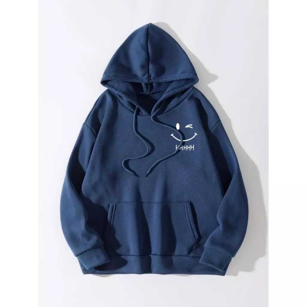 cuci gudang sweater hoodie pria wanita remaja dewasa fleece tebal premium oversize logo smile