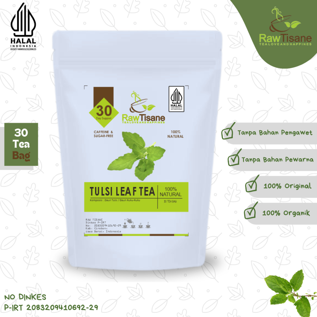 

RAW TISANE Tulsi Leaf Tea : Teh Daun Tulsi / Teh Daun Ruku-Ruku Isi 30 Tea Bag