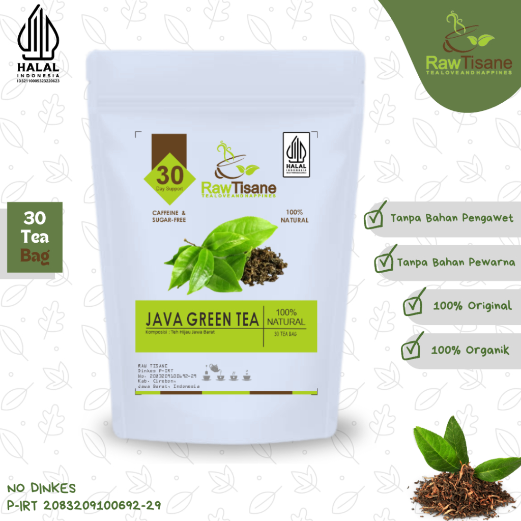 

RAW TISANE Java Green Tea : Teh Hijau Jawa Isi 30 Tea Bag