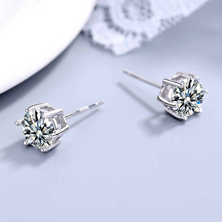 Anting Moissanite Anting Titanium Pria Wanita Anting Perak Asli 925 Anting Emas Putih Cowok Keren Kl