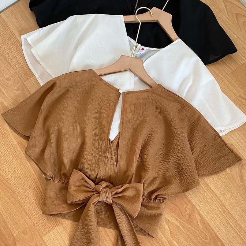 ART C37Y OUTFIT SALE  Bow Back Cardi Femei Outer Crop Korean Premium Beautycrepe Fit L Outerwear Out