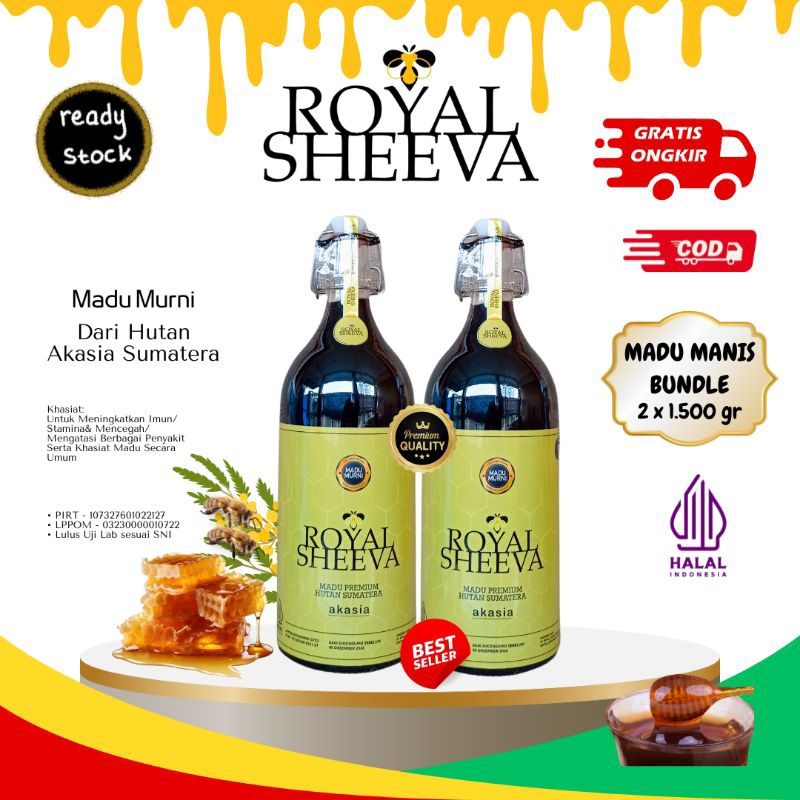 

bundle madu murni royal sheeva dua botol 1.500 madu asli hutan akasia sumatera halal mui madu sehat