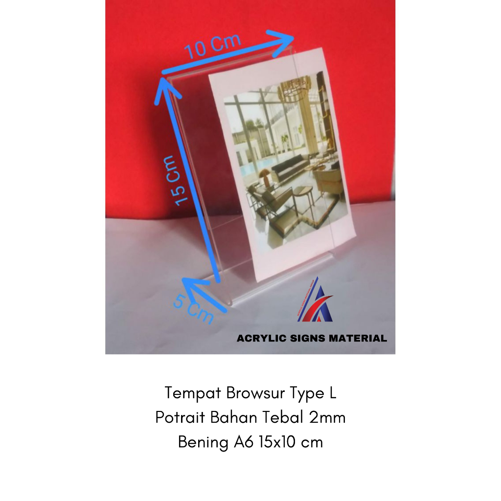 

akrilik tempat bosur A6 15 x 10 cm tebal 2 mm