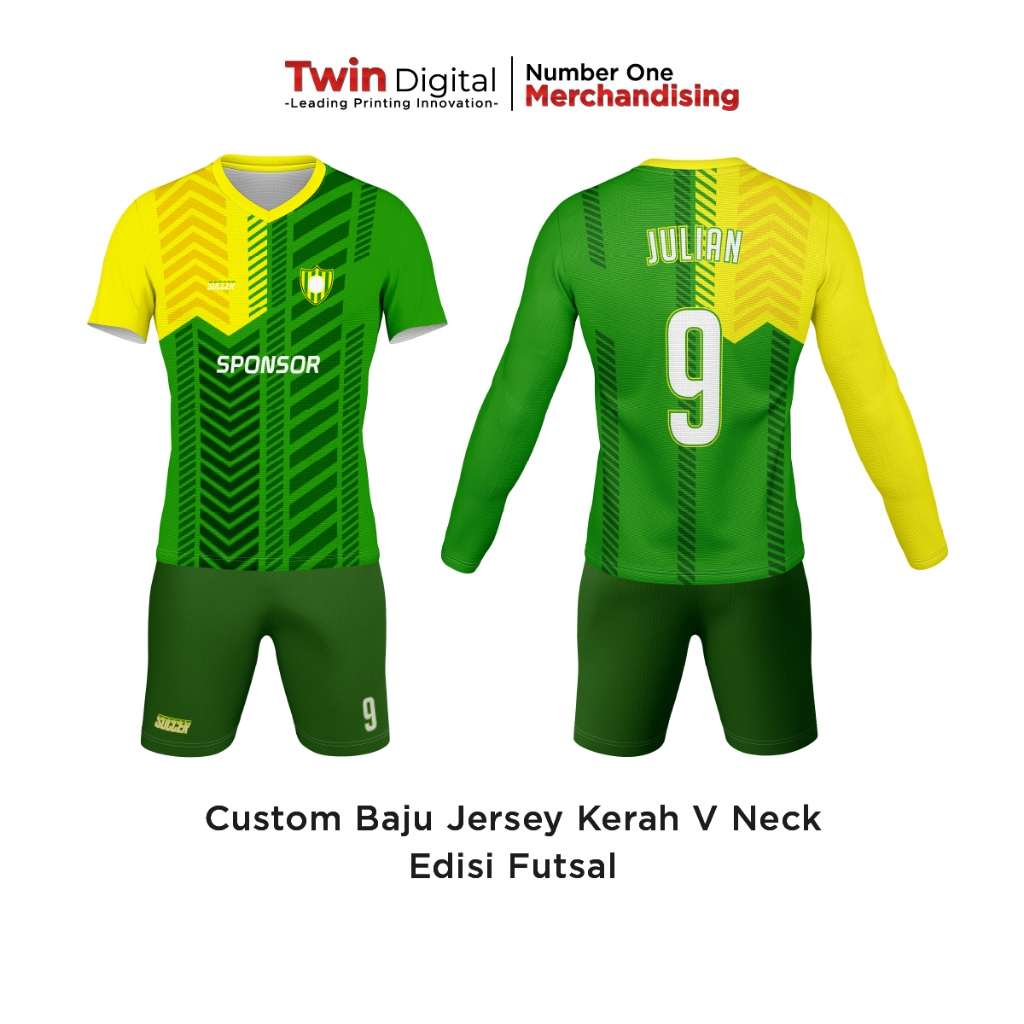 Twindigital Custom Baju Jersey Futsal Baju Mini Soccer Tshirt Olahraga - Setelan Kaos Futsal V Neck