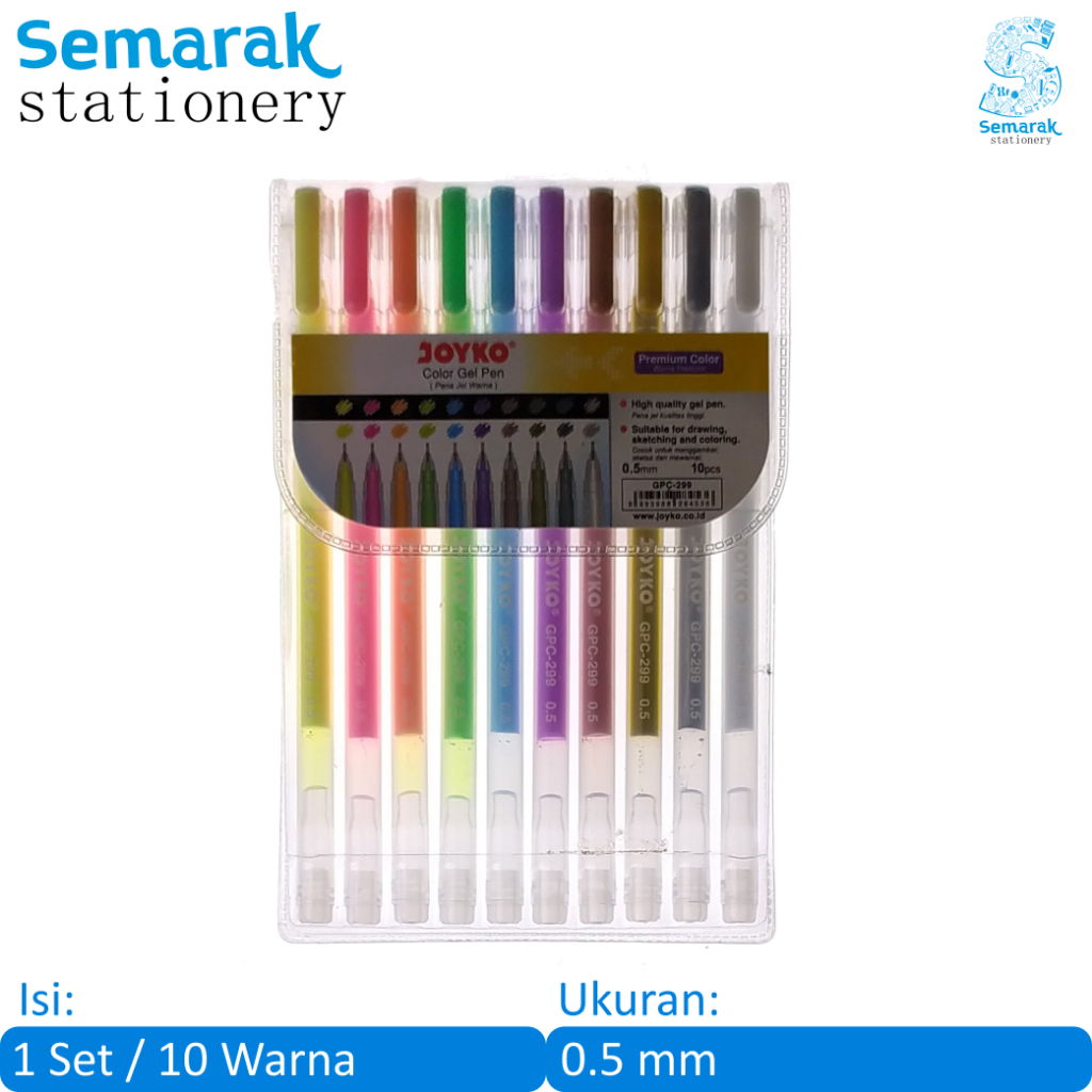 

Joyko GPC-299 Premium Color Pulpen Gel Warna 0.5 - 10 Warna [1 Set / 10 Pcs]