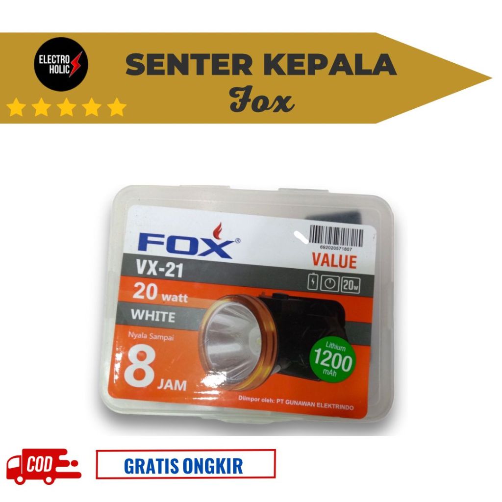 Senter Kepala Fox 20 Watt - Senter FOX FX- 21 8 Jam