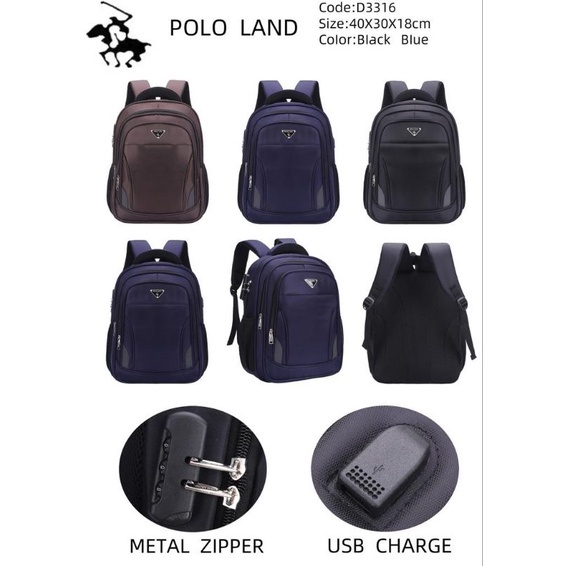 Tas Ransel POLO LAND & POLO STAR impor 16 Inci Tas Leptop