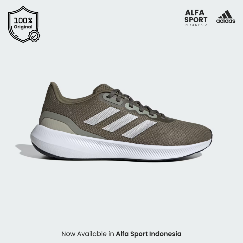 Sepatu Running Adidas Pria Runfalcon 3.0 Hijau Putih