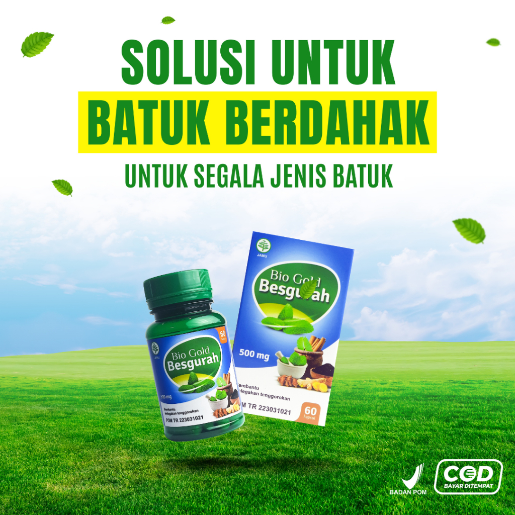 Bio Gold - Besgurah isi 60 Kapsul Obat Herbal Gurah Detoks Paru Batuk Sesak Nafas TBC Flek Asma Flu