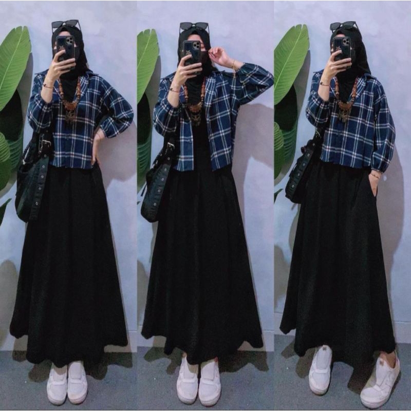Flanella Set Rok setelan rok wanita baju setelan wanita setelan muslimah