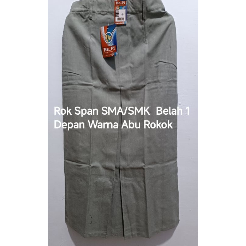 Rok Panjang SMA /SMK Aliyah Warna Abu Rokok/Abu Tetrex Belah 1 Depan Rok  Span  Panjang