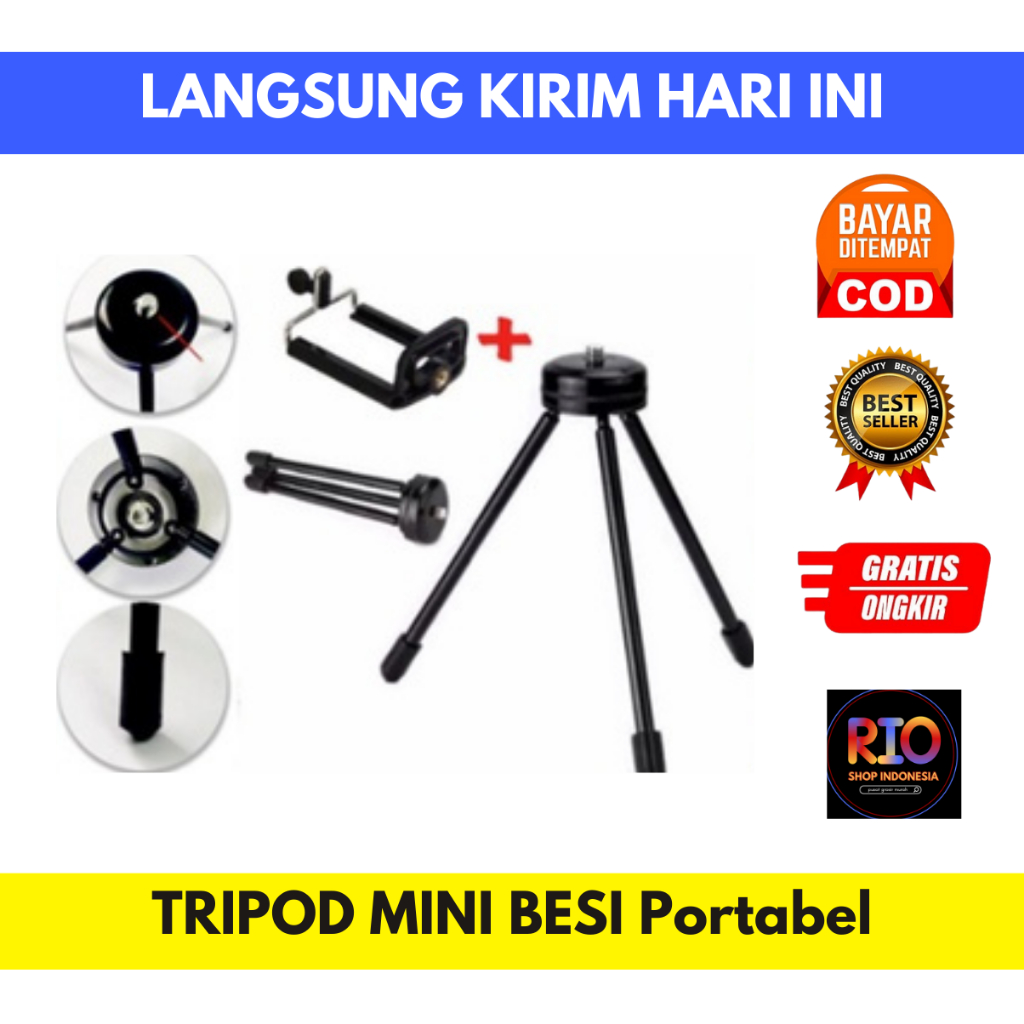 TRIPOD MINI BESI Portabel Camera DSLR + Holder U  TRIPOD MINI BESI Hp Stabil & Kuat