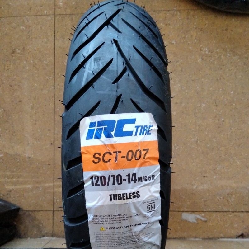 BAN IRC SCT-007 120/70 RING 14 TUBELESS BAN LUAR BELAKANG MOTOR HONDA PCX 150 IRC 120 70-14 SCT007 S