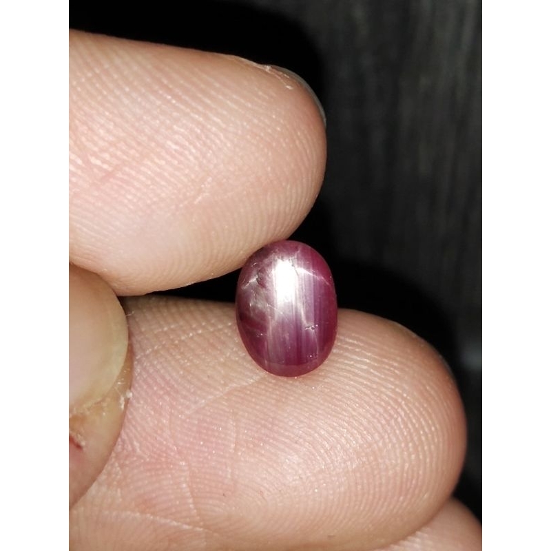 Natural Ruby Star 8x6x3 mm 1.6 Ct Merah Delima Bintang Kristal Oval Cabochon Star Unik Atas Code 104