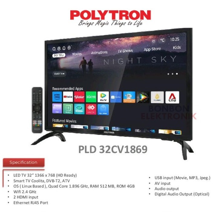 Polytron LED Smart TV 32 inch PLD 32CV1869 / PLD-32CV1869 Digital