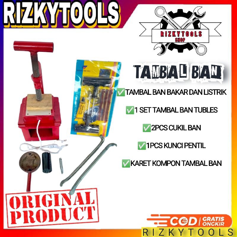 paket tambal ban bakar tambal ban listrik tambal ban 2 fungsi lengkap karet tambal ban cukit ban kun