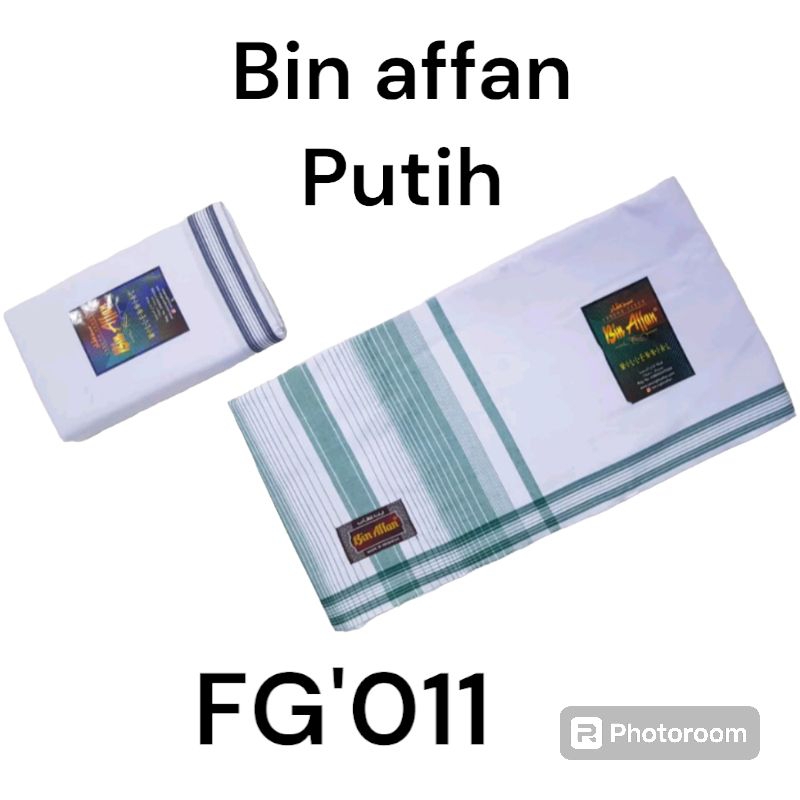 sarung dewasa bin affan putih/hitam polos tumpal belakang