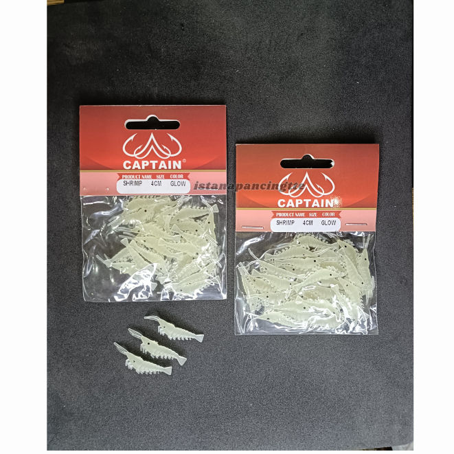 UMPAN CAPTAIN SOFT LURE SHRIMP | UMPAN KARET UDANG| 4CM GLOW