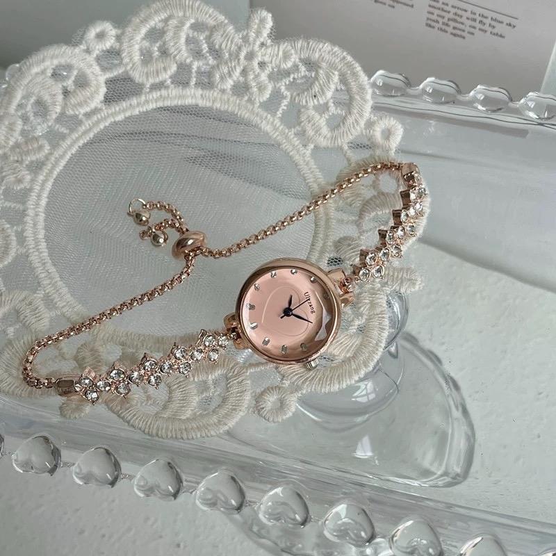 ULZZANG - Jam Tangan Serut Ulzzang Love Tali Bunga Diamond 02 Jam Tangan Wanita Fashion