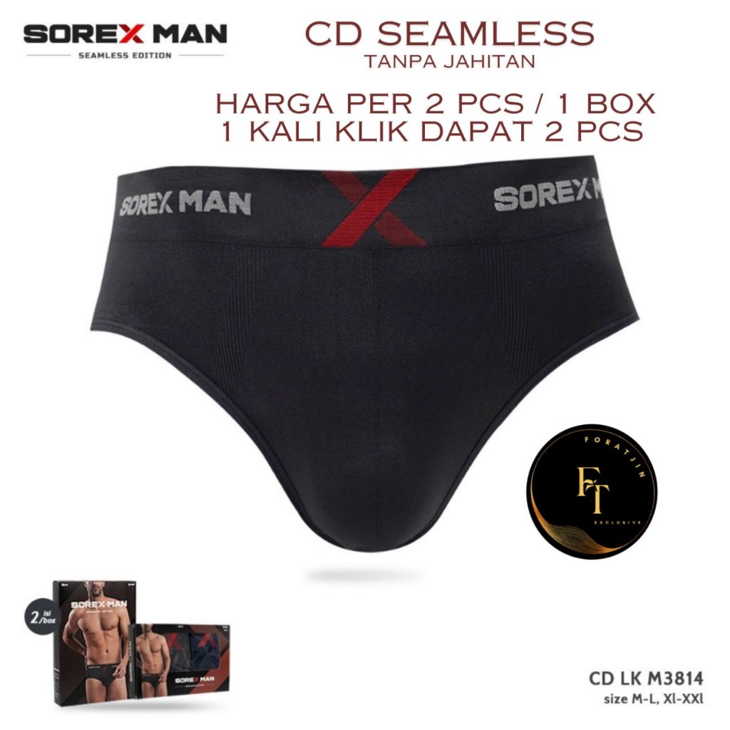 Atjin- Isi 2 pcs  Sorex Men Celana Dalam Boxer Sorex Pria Super Elastis Motif Polos Art 3814