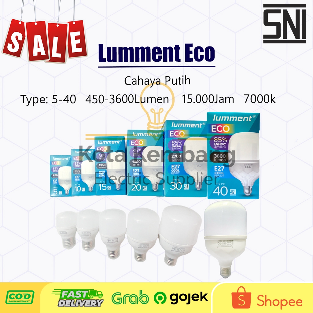 (GROSIR) Bohlam Lampu LED Cahaya PUTIH 5 10 15 20 30 40 W LUMMENT / LAMPU BOHLAM MURAH SNI