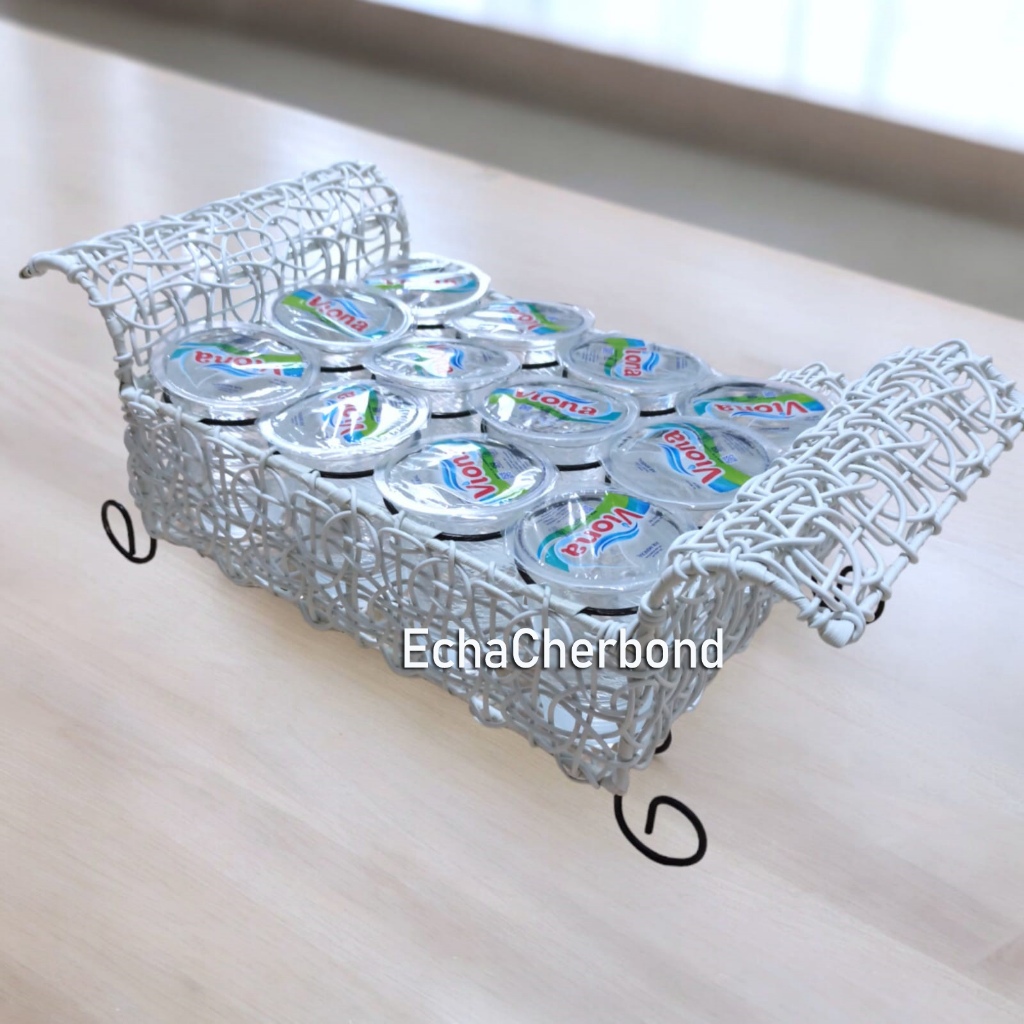 Tempat Aqua Gelas 12 Cup Sofa Rotan Sintetis Anyaman Brekele Rangka Besi