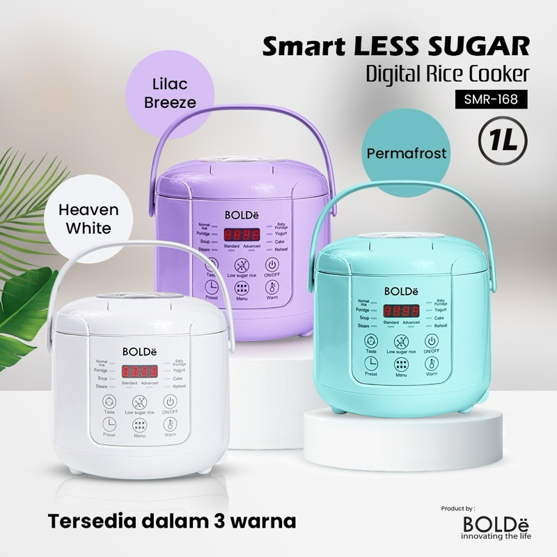 HR14 Bolde Smart Less Sugar Digital Rice Cooker 1 Liter Rice Cooker Digital Rendah Gula