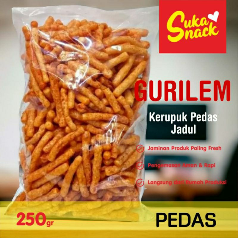 

SUKA SNACK-Kerupuk Gurilem Pedas 250gr