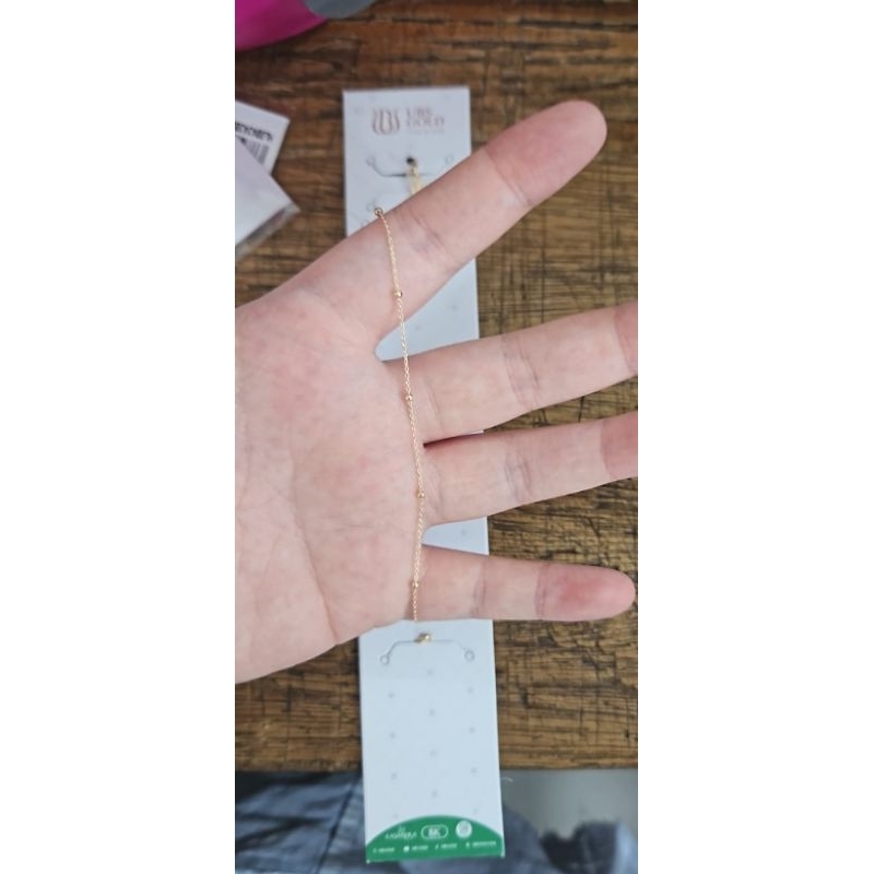 Gelang kaki wanita dewasa model rantai italy polos emas kuning muda 375 asli