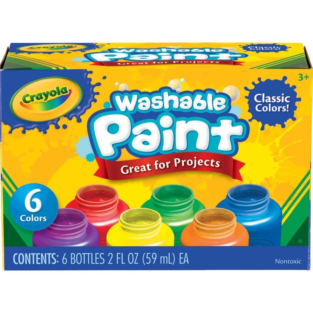 

CRAYOLA 6 Ct Washable Kids Paint 2 fl Oz Bottles ART U1I9