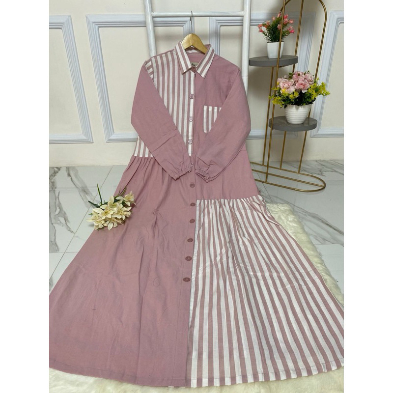 DRESS POLOS MIX SALUR gamis katun TRISET mix polos //DNS ORIGINAL