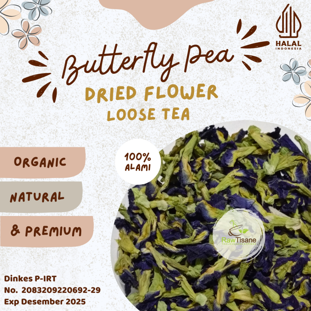 

RAW TISANE Butterfly Pea Tea / Blue Butterfly Pea Flower Tea/ Teh Bunga Telang Isi 100 Gram