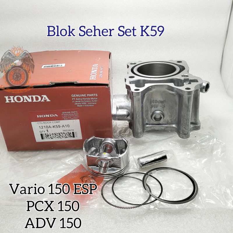 CYLINDER BLOK SEHER PISTON RING SET KOMPLIT HONDA K59 ASLI ORIGINAL VARIO 150 ESP PCX 150 ADV 150