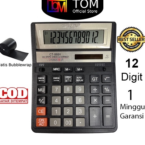 

Kalkulator BESAR CT888X 12 Digit Calculator Check Dual 2 Power ART W8H8