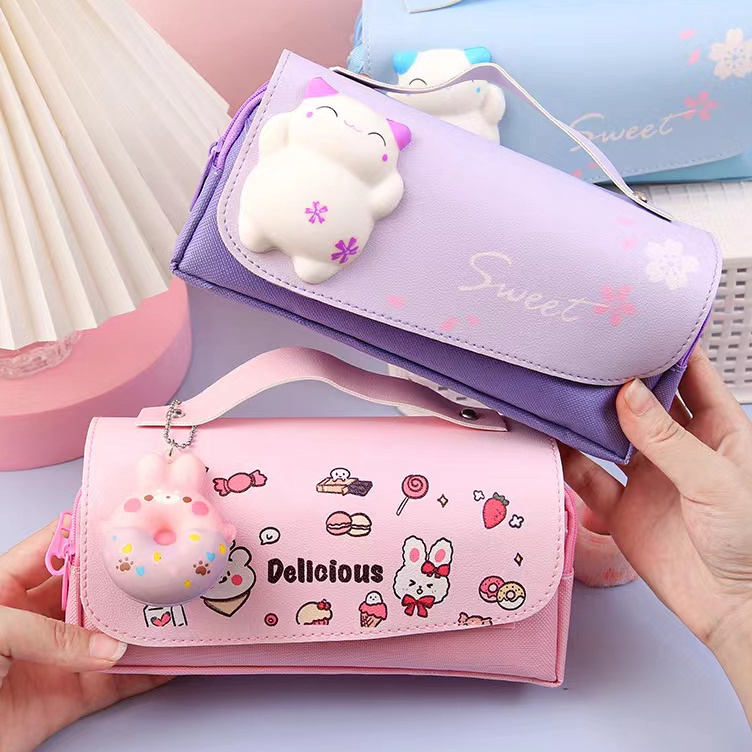 

Super cute girl heart 3D net red pencil casecartoon decompression pencil baglarge capacity pencil bag ART S8W5