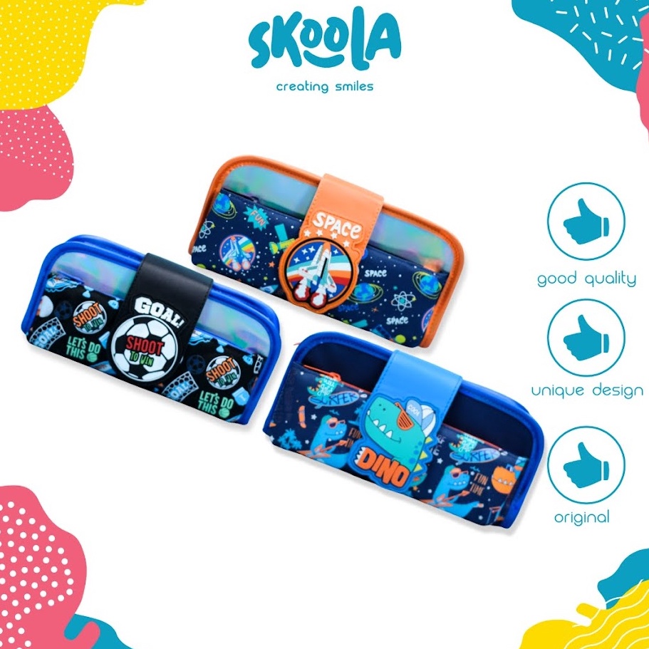 

Skoola Tempat Pensil Lipat 3 Pencil Case Threefold Anak Laki Laki Lucu Bola Dinosaurus Astronot Pensy ART S8O7