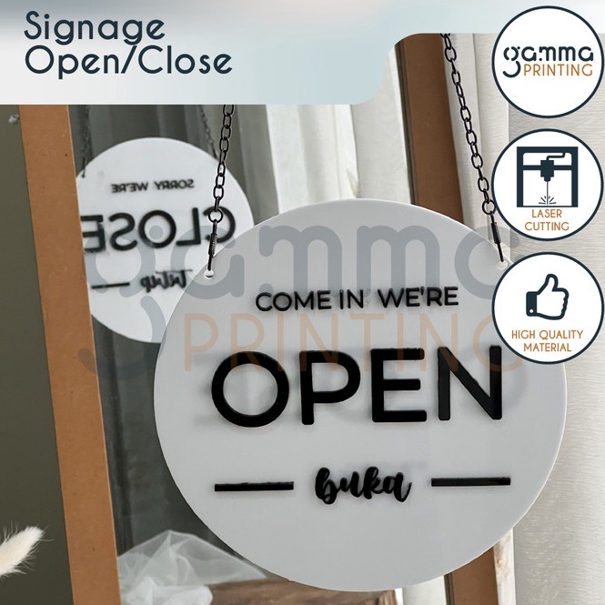 

Acrylic Signage Open Close Papan Akrilik Timbul Buka Tutup Sign Toko ART V6X8