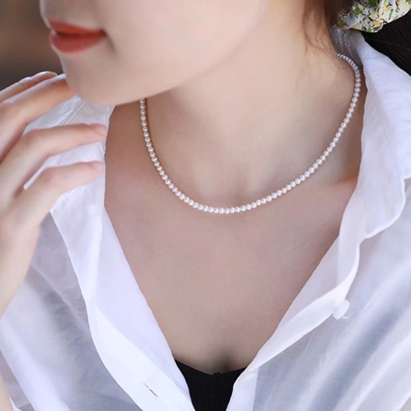 Kalung Mutiara Ringan 6mm- Kalung Mutiara Pria Dan Wanita - Kalung Kekinian- Kalung Mutiara