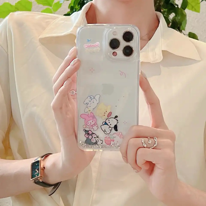 Case Glitter air melody kuromi transparan iphone 11 12 13 15 pro max