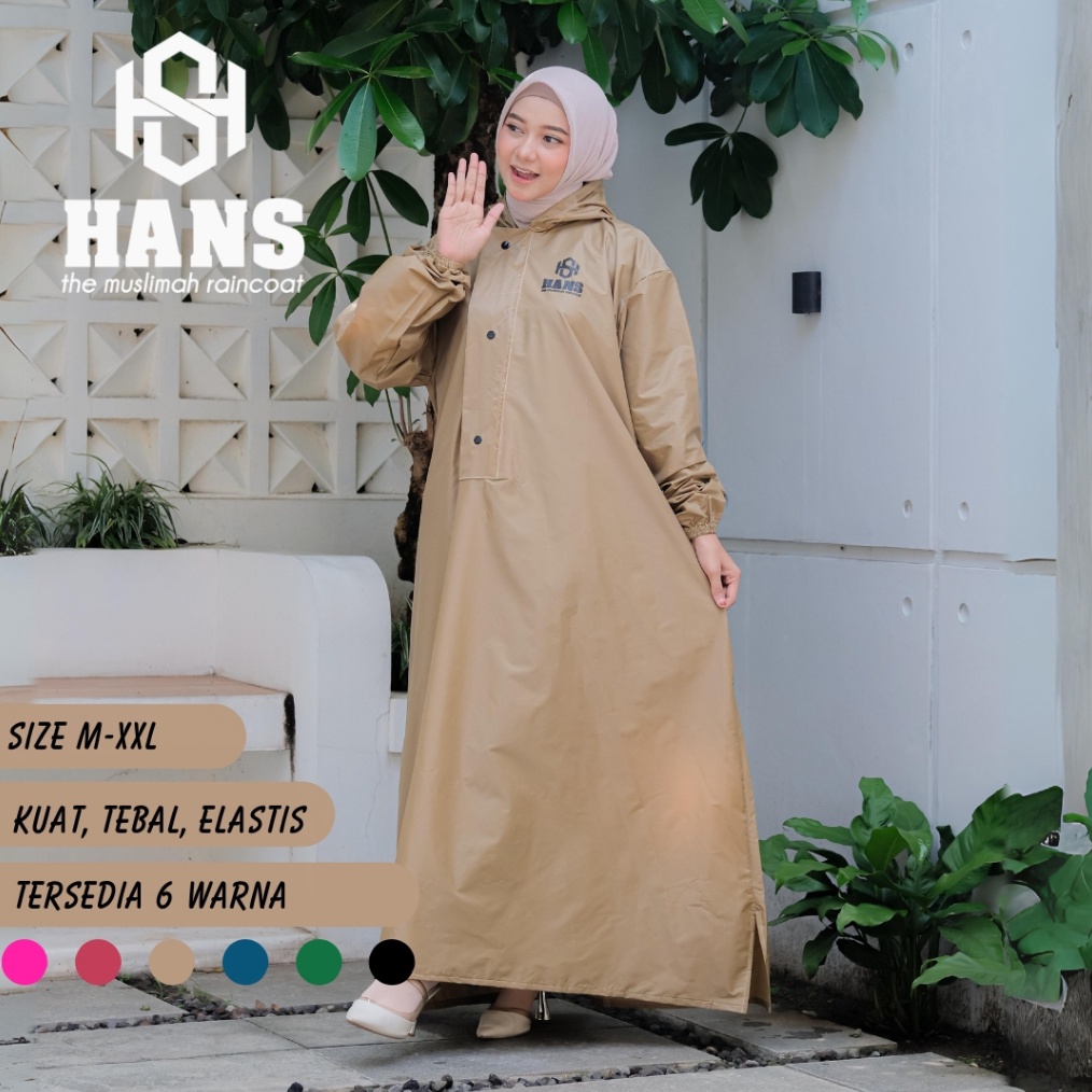 ART F36A Jas Hujan HANS Mantel Gamis Wanita Muslimah Syari Bahan Tebal Elastis