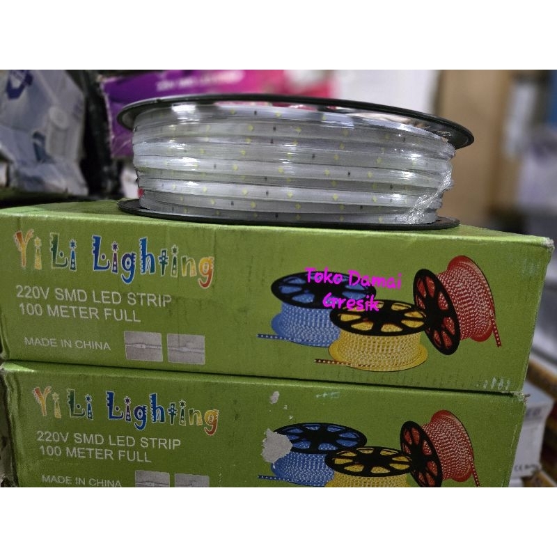 Led strip roll 5050 35 led/meter mata kecil Model soket Jepit 220V. Led strips roll. Lampu penjor po