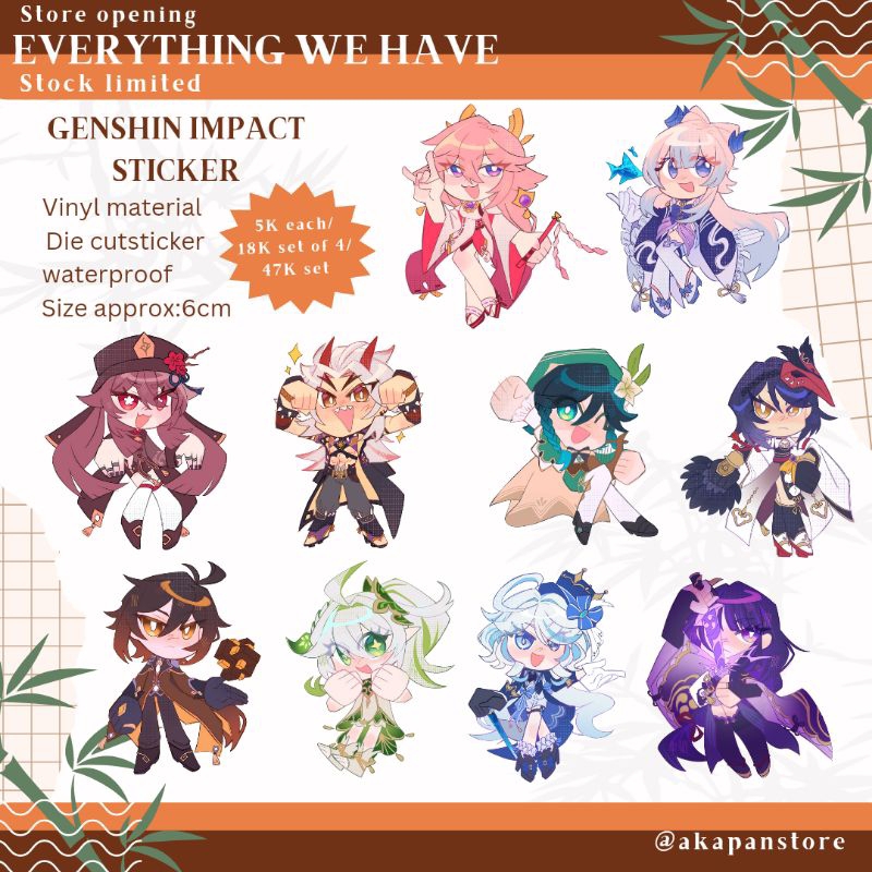 [Akapanstore] GENSHIN IMPACT VINYL STICKER SET