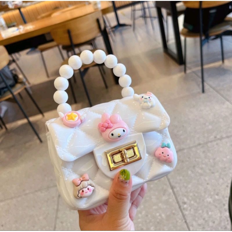 Tas Jelly Glossy Mini Boneka Anak / Jelly Bag Mutiara Gaya Korea