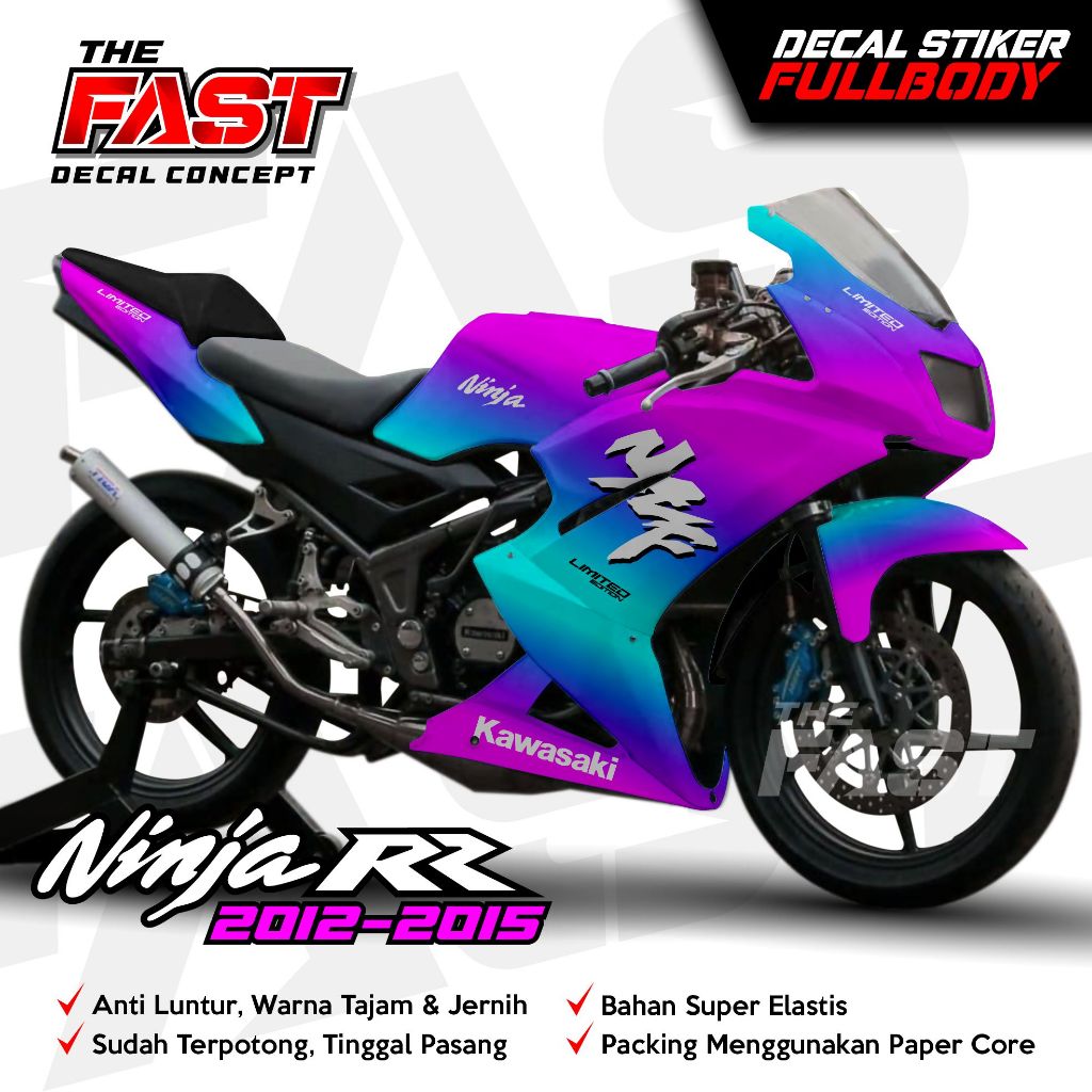 Baru Decal Sticker Striping Variasi NINJA RR New 150 2Tak 2012-2015 Motif Bunglon / Fullbody Decal N