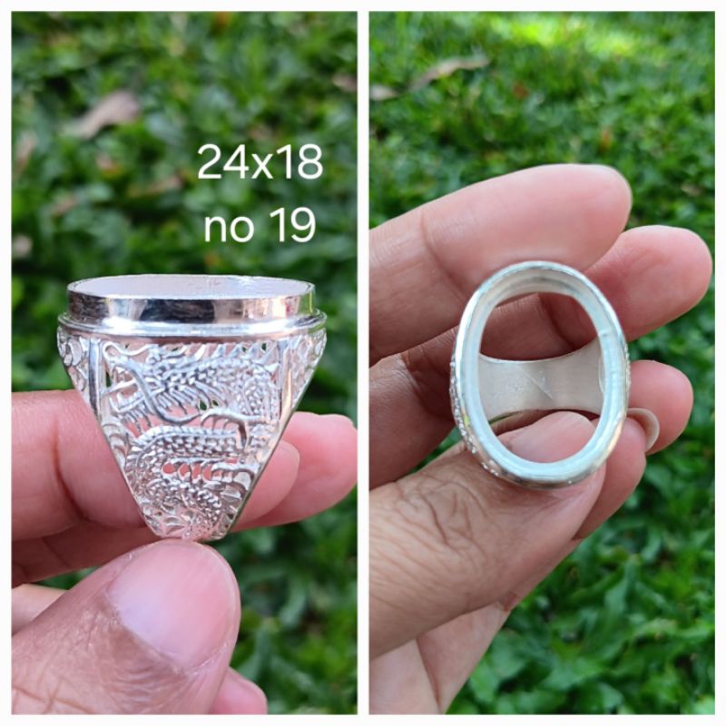 emban/ cincin perak ukir naga sekat