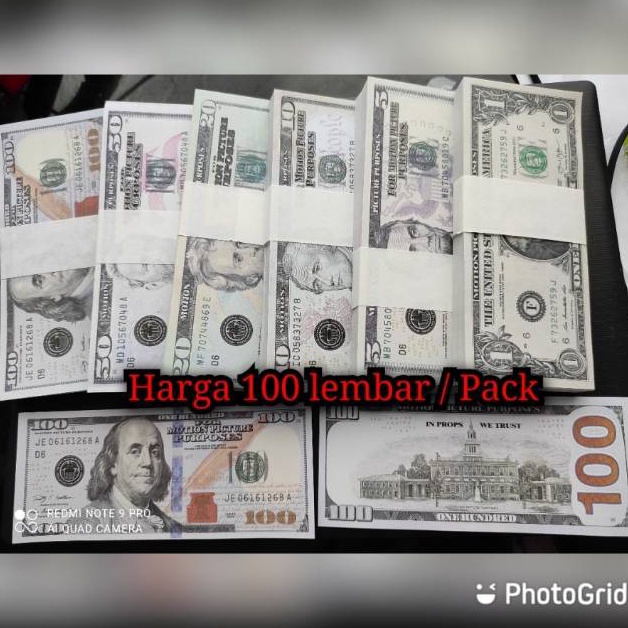 Uang mainan dolar isi 1 Lembar  Money dollar amerika Isi 1 lembarpack TERMURAH ART LZ4